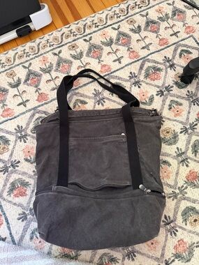 Lo and Sons Charcoal Gray Canvas Duffel Tote with Black Straps